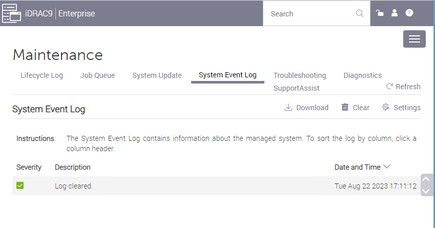 Clear Event Log Location